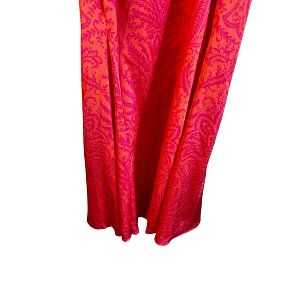 Loft Maxi Slip Dress Floral Pink Orange Flowy Size 10 Adjustable Straps - Picture 6 of 8